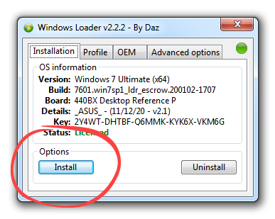 Начало работы с Windows 7 Loader By Daz