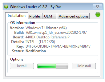 Работа с Windows 7 Loader By Daz