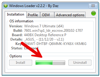 Работа с Windows 7 Loader By Daz