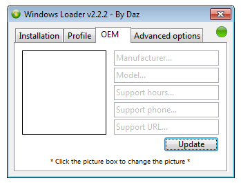 Вкладка OEM в Windows 7 Loader By Daz